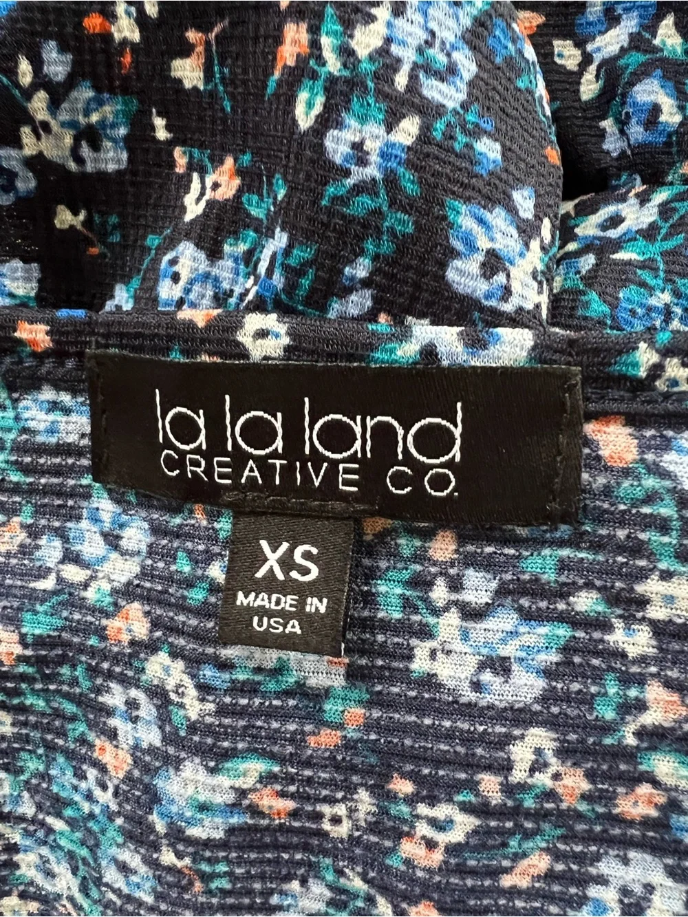 La La Land Creative Co. Navy Blue Floral Babydoll Mini Dress XS Cottagecore